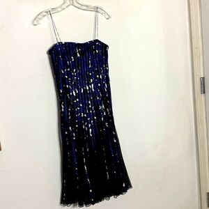 Cache a line striped midi dress blue black size 4